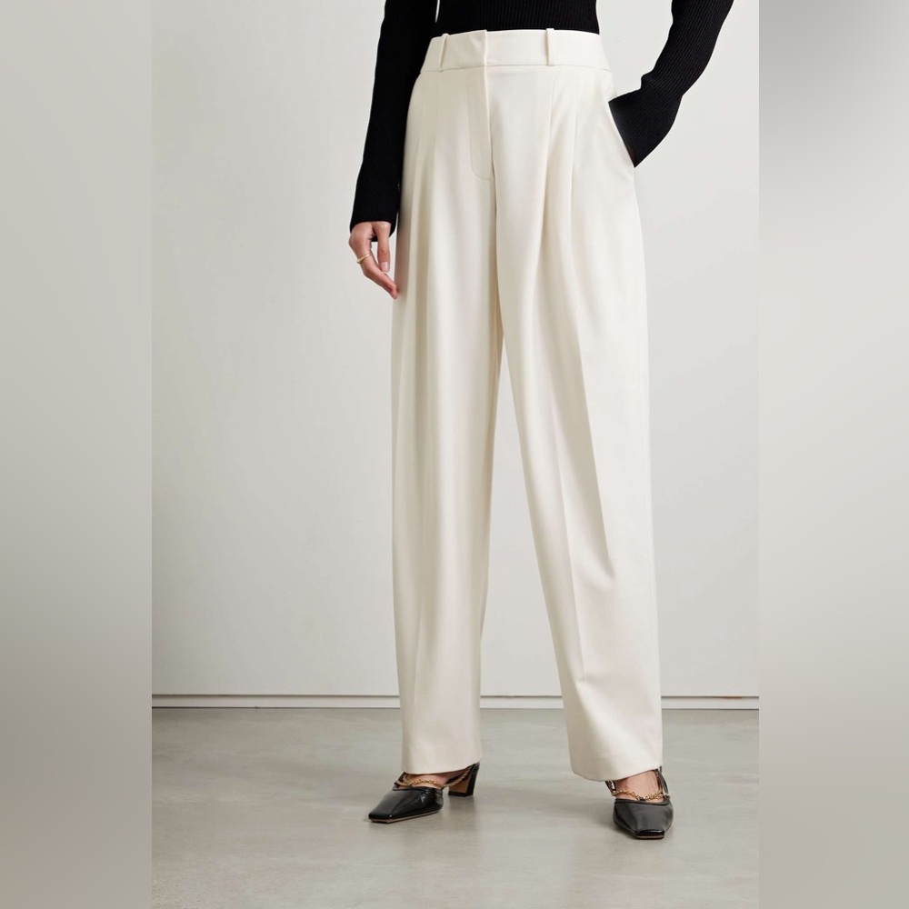 Veronica Beard Lagarde Pleated Crepe Wide-leg Pants